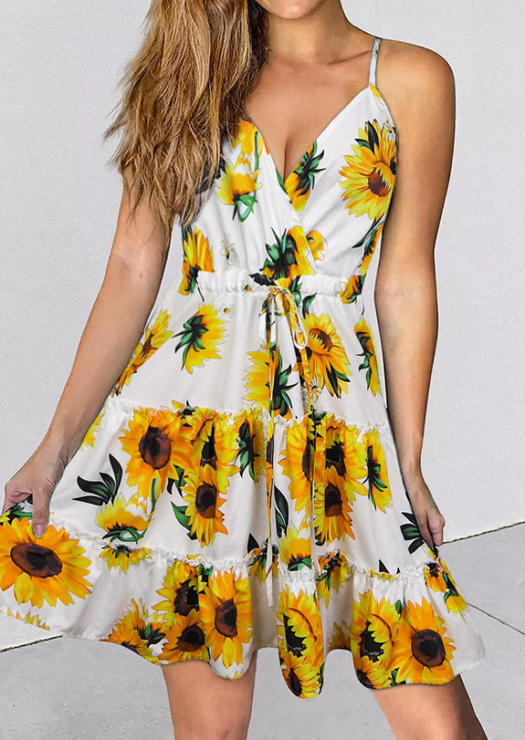 Sunflower Spaghetti Strap Mini Dress