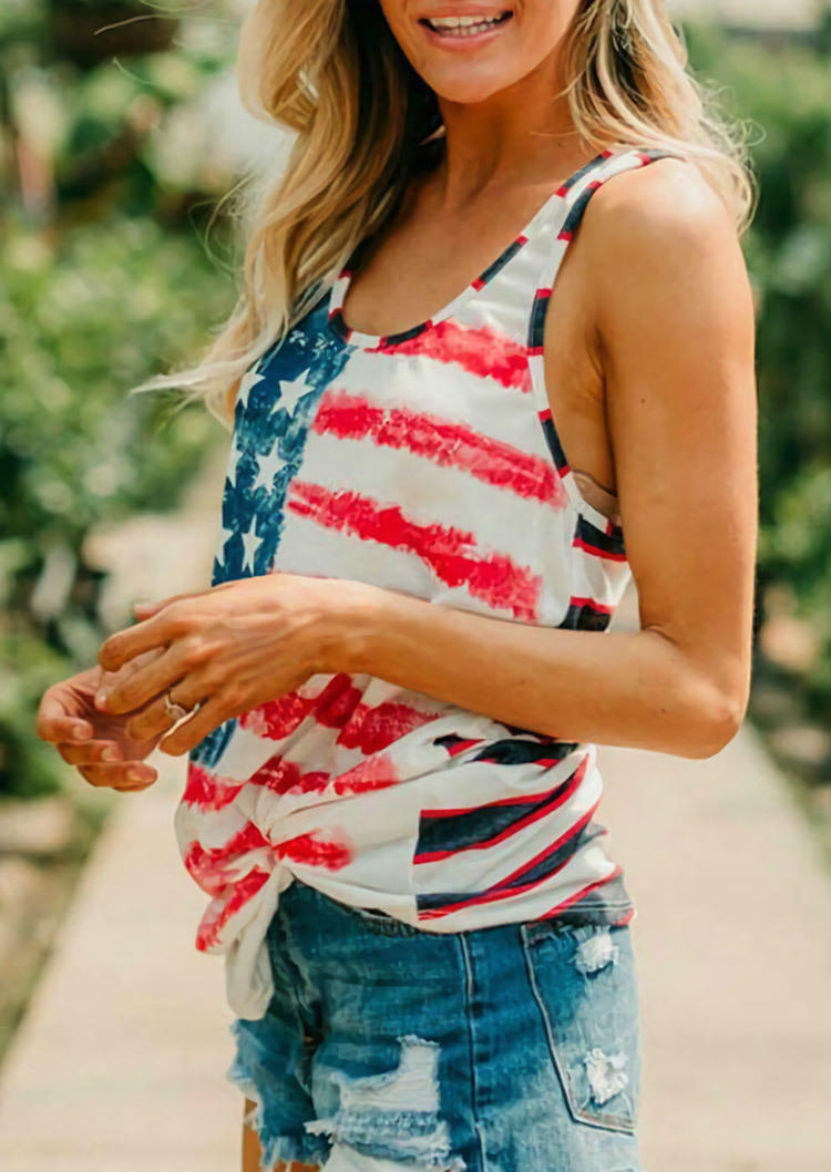 

Tank Tops American Flag Star Striped Tank Top in Multicolor. Size