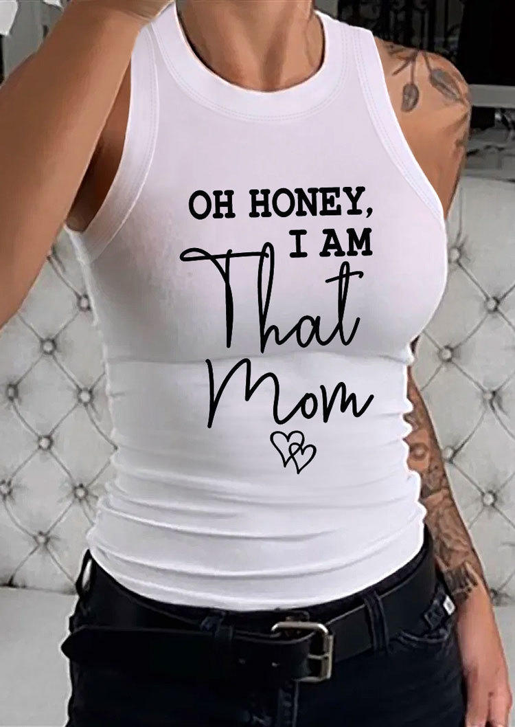 Tank Tops Oh Honey I Am That Mom Heart Tank Top in White. Size: L,M