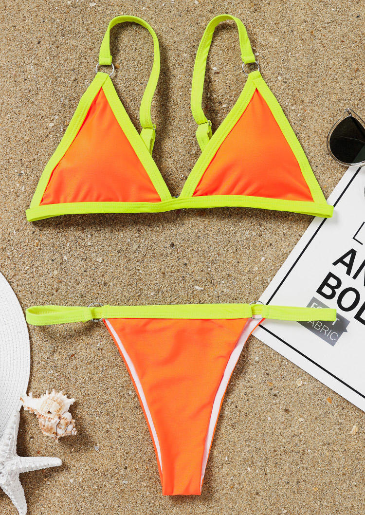 

Bikini Sets Color Block Triangle Bikini Set in Yellow. Size: ,L,XL