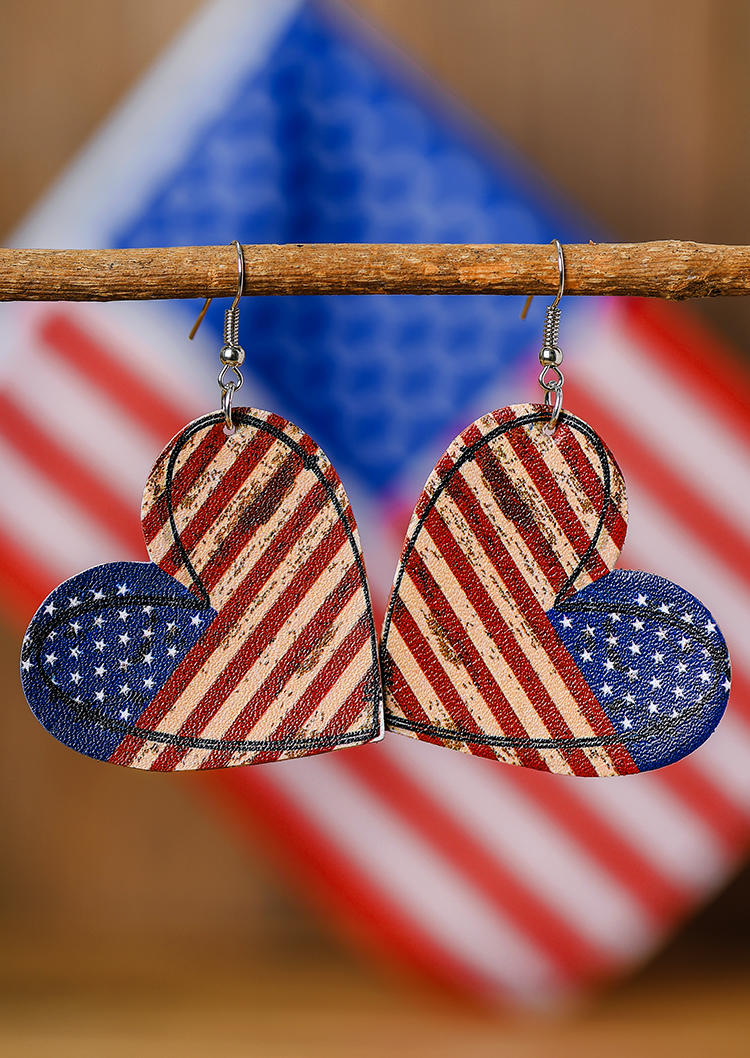 Earrings American Flag Star Hook Earrings in Multicolor. Size: One Size