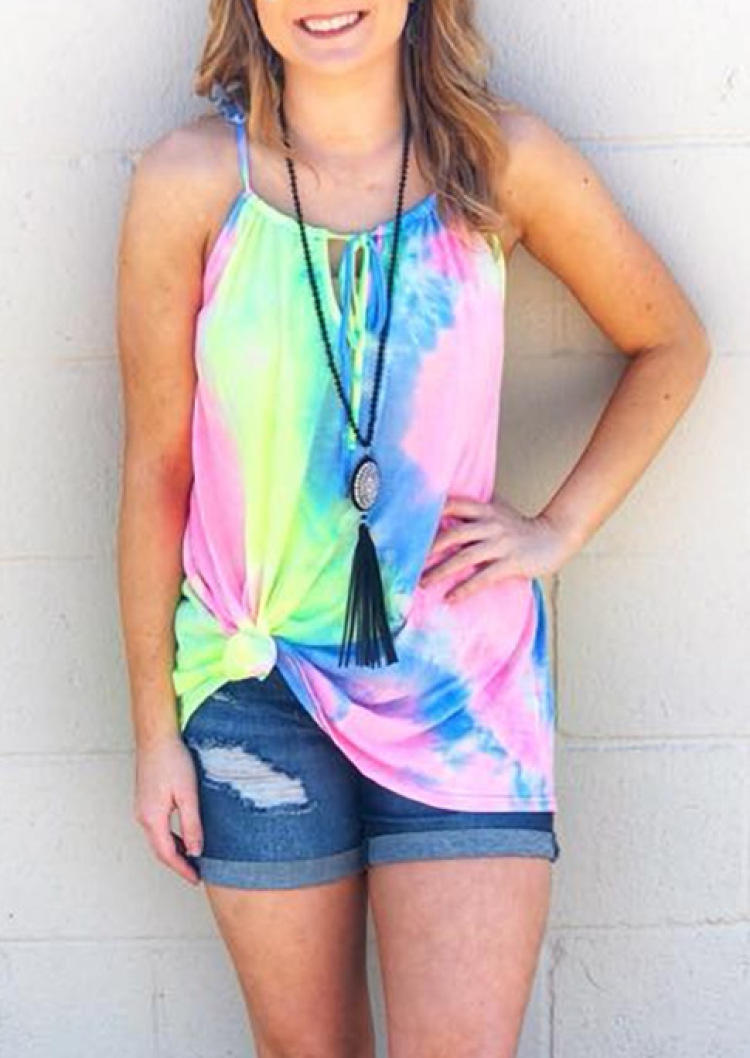 

Tank Tops Lace Splicing Tie Dye Casual Camisole in Multicolor. Size: ,M,L,XL