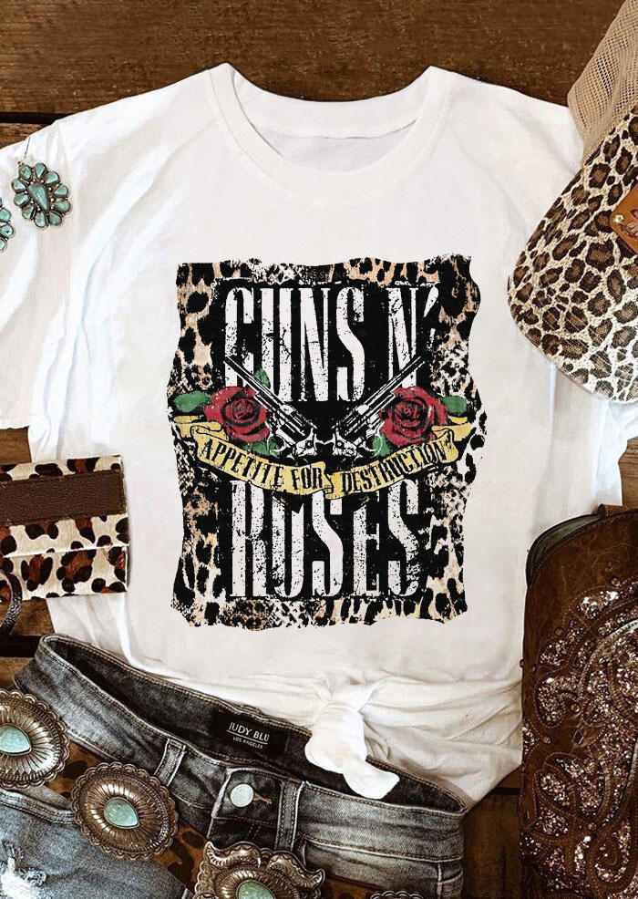 

T-shirts Tees Guns N' Roses Leopard T-Shirt Tee in White. Size