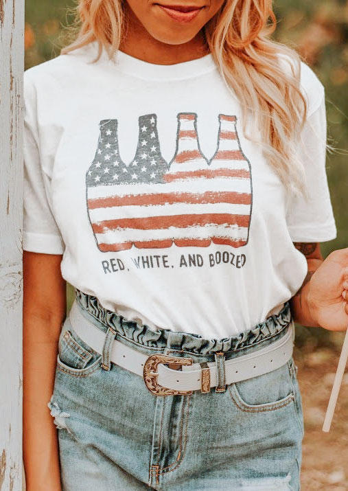 

T-shirts Tees American Flag Red White And Boozed T-Shirt Tee in White. Size: ,M,L,XL