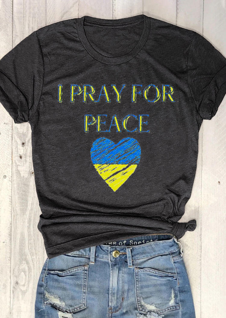

T-shirts Tees I Pray For Peace O-Neck T-Shirt Tee in Dark Grey. Size: ,M,L,XL