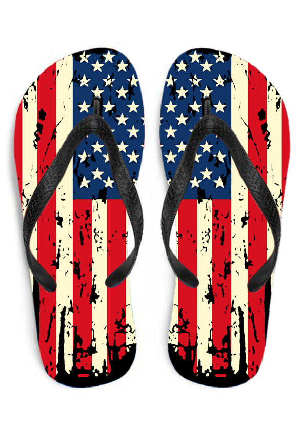 

Slippers Summer American Flag Star Flip Flops Slippers in Red. Size: 37,38,39,40