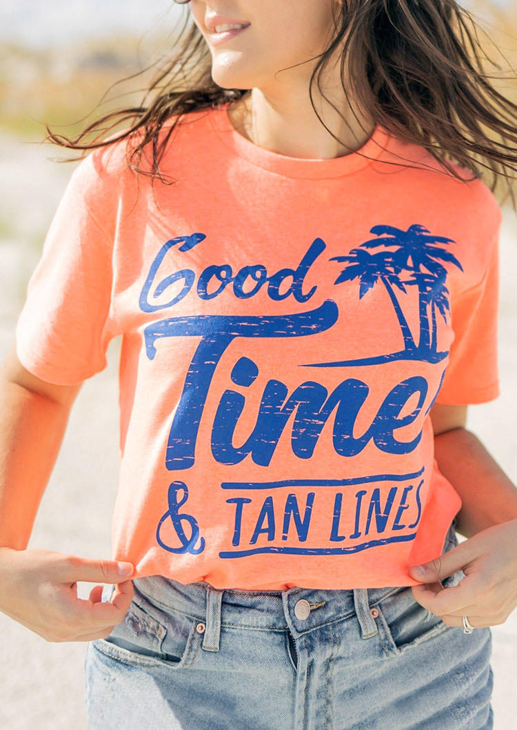 Good Times & Tan Lines Coconut Tree T-Shirt Tee - Orange