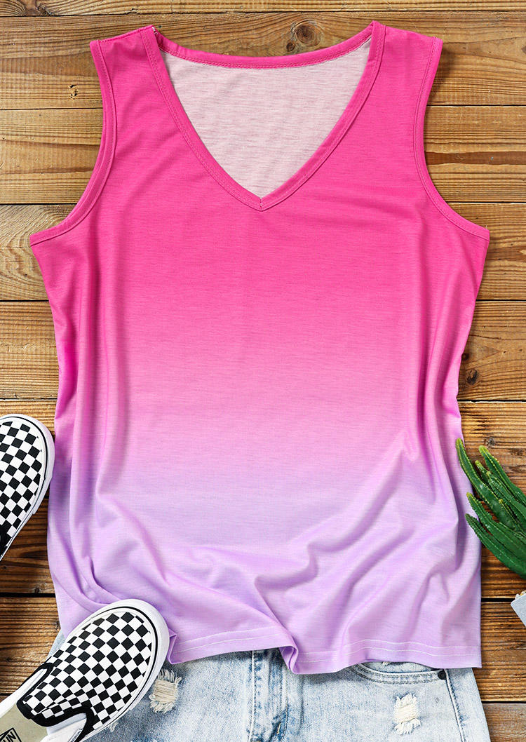 

Tank Tops Gradient V-Neck Tank Top in Pink. Size