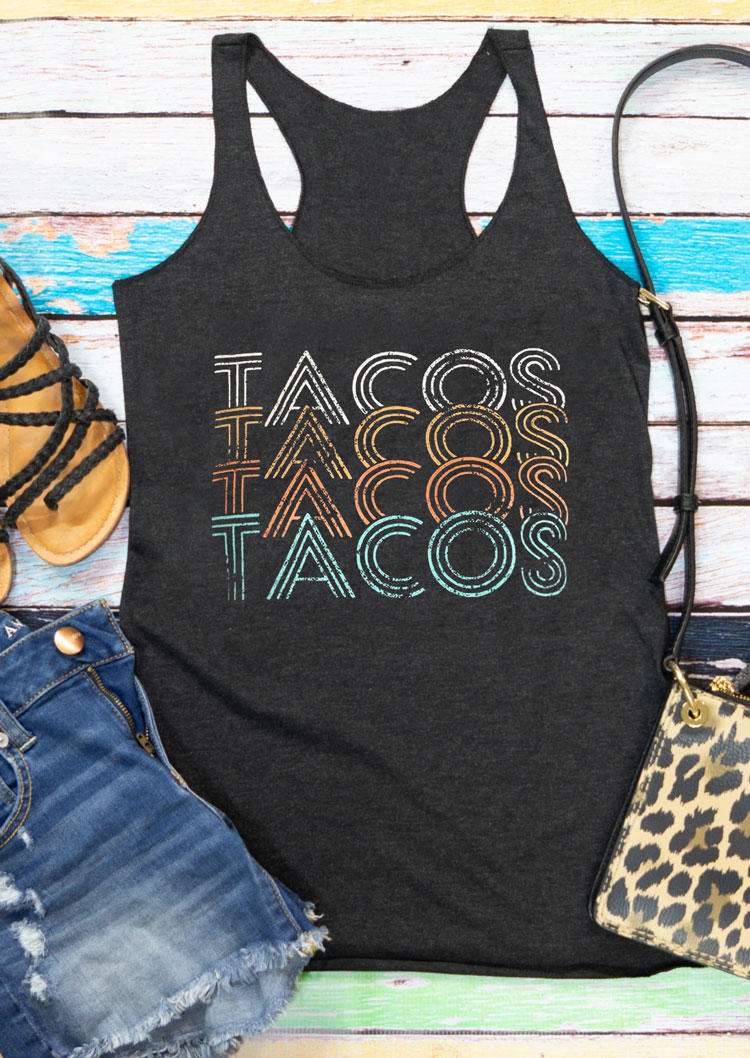 

Tank Tops Tacos Racerback Tank Top in Dark Grey. Size