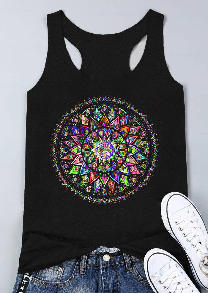 

Tank Tops Colorful Mandala Racerback Tank Top in Black. Size