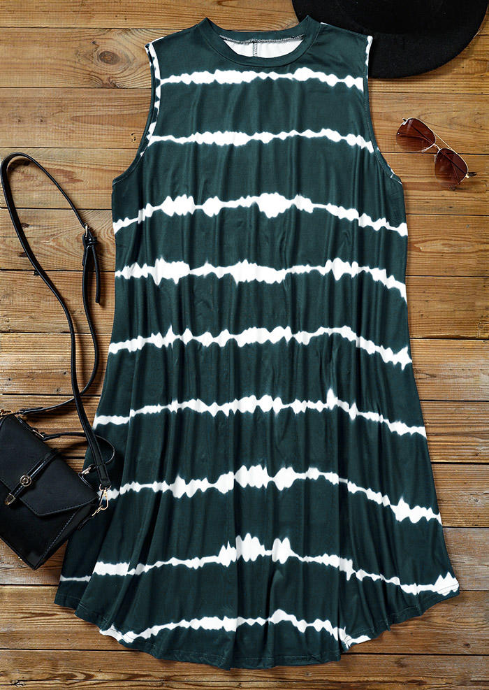 

Mini Dresses Striped Tie Dye Sleeveless Mini Dress - Dark Green in Dark Green. Size: ,M,L,XL