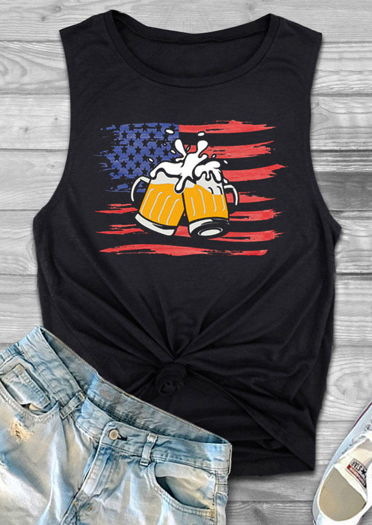 

Tank Tops American Flag Beer Tank Top in Black. Size: ,M