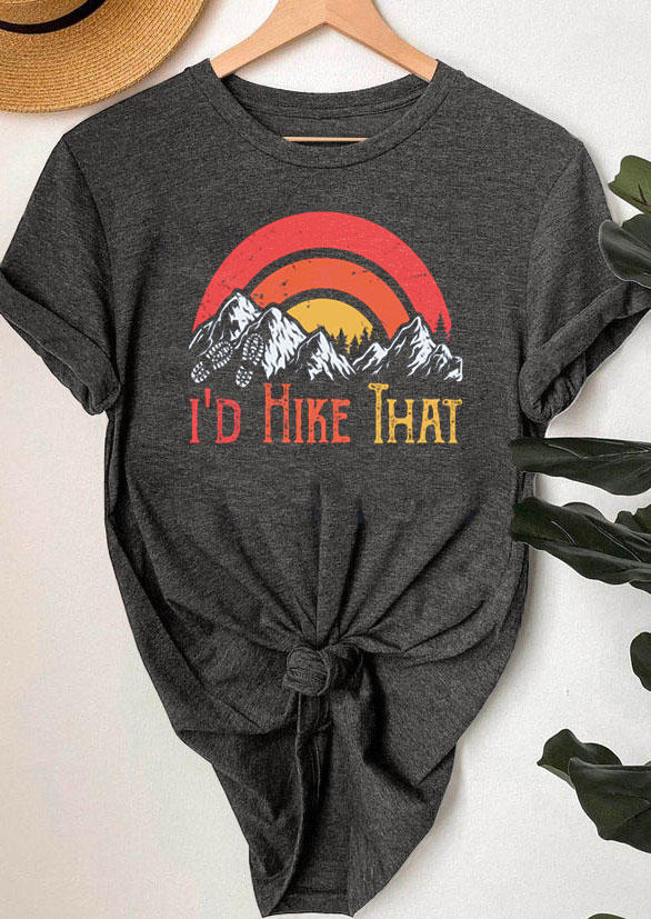 T-shirts Tees I'd Hike Thai Sunset Mountain T-Shirt Tee in Dark Grey. Size: S,M,L,XL