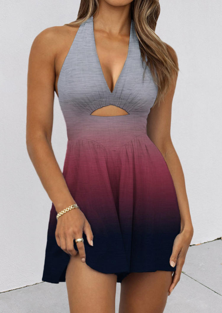 

Mini Dresses Gradient Open Back Hollow Out Mini Dress in Multicolor. Size
