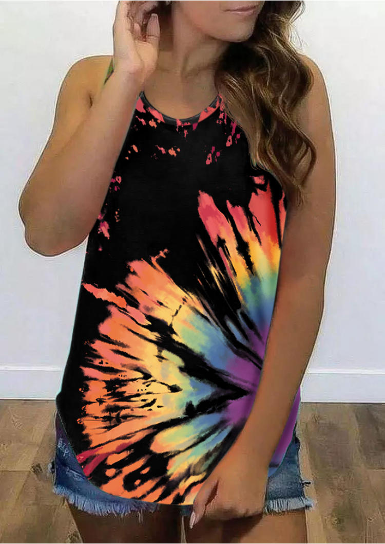 

Tank Tops Reverse Tie Dye Rainbow Criss-Cross Tank Top in Multicolor. Size