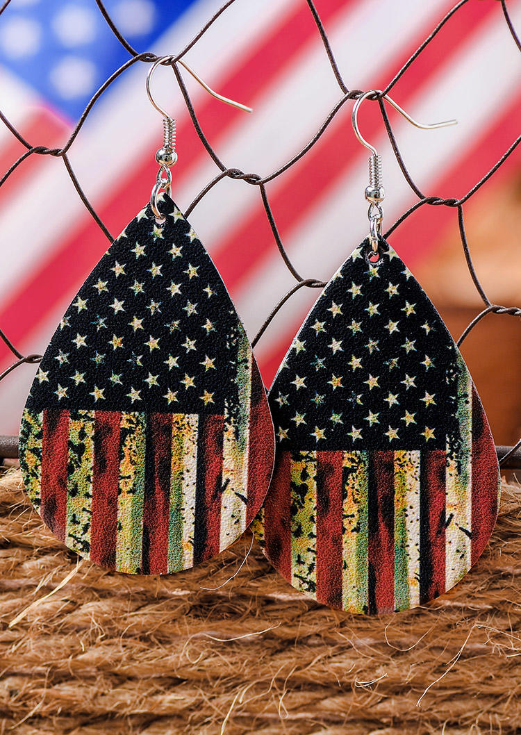 

Earrings American Flag Star Water Drop Earrings in Black. Size