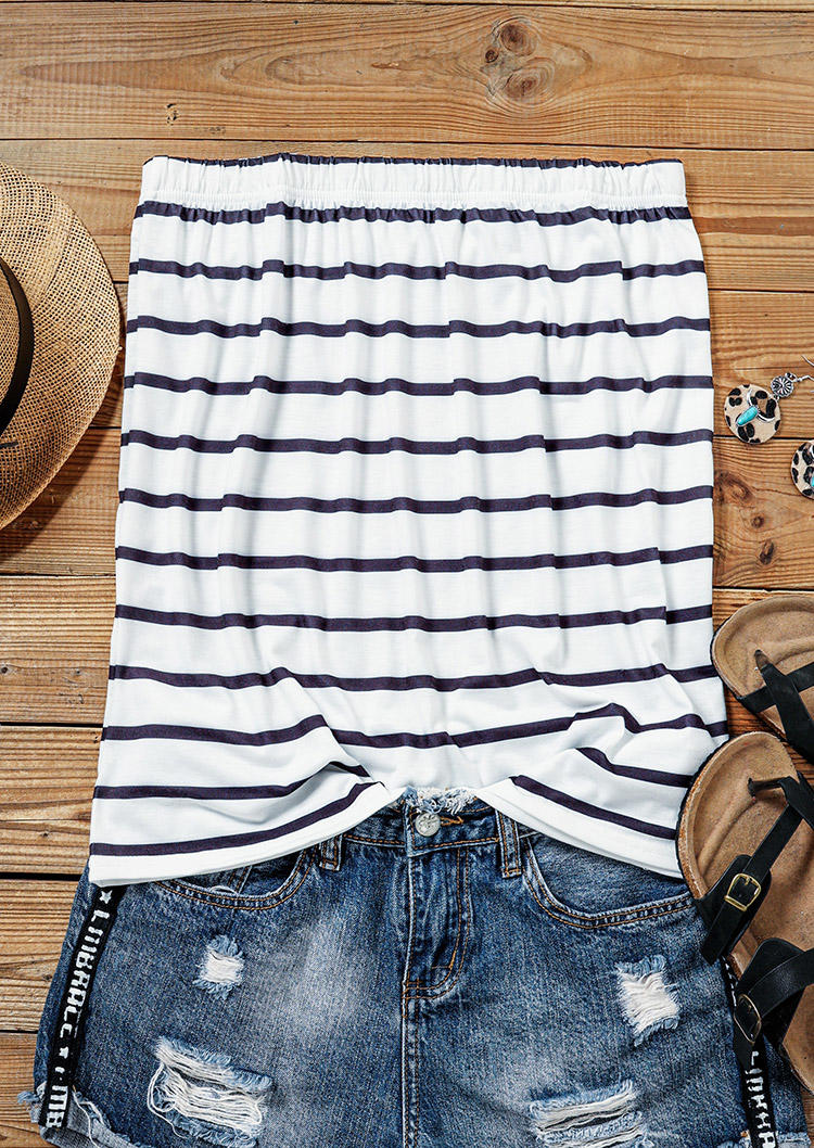 

Tank Tops Striped Strapless Bandeau Tank Top in Multicolor. Size