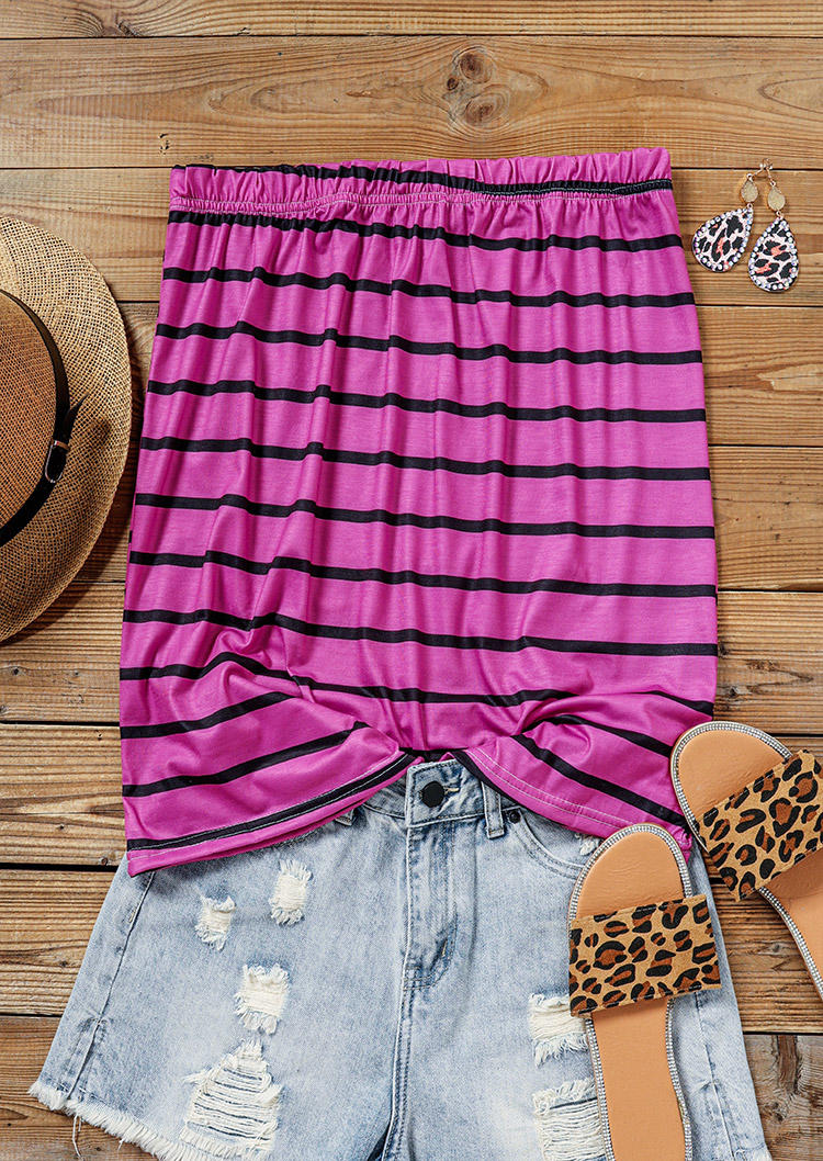 

Tank Tops Striped Strapless Bandeau Tank Top in Purple. Size
