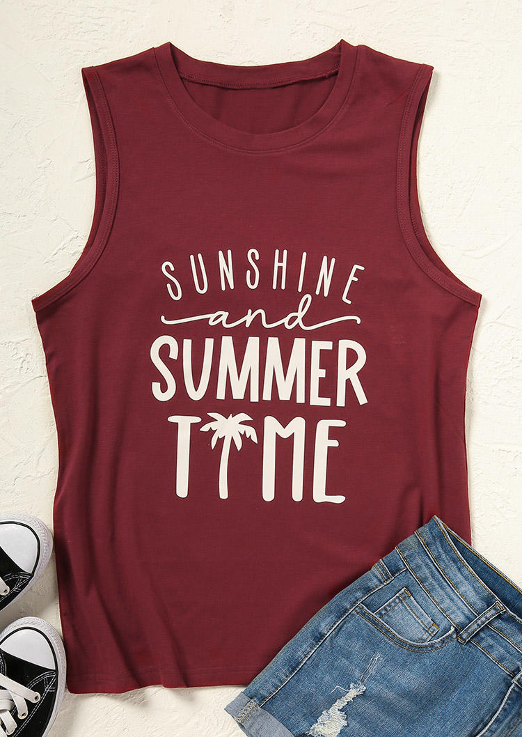 

Tank Tops Sunshine And Summer Time Coconut Tree Tank Top - Burgundy in Red. Size