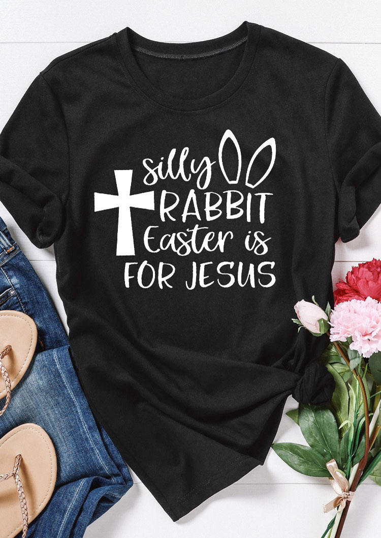 T-shirts Tees Silly Rabbit Easter Is For Jesus T-Shirt Tee in Black. Size: S