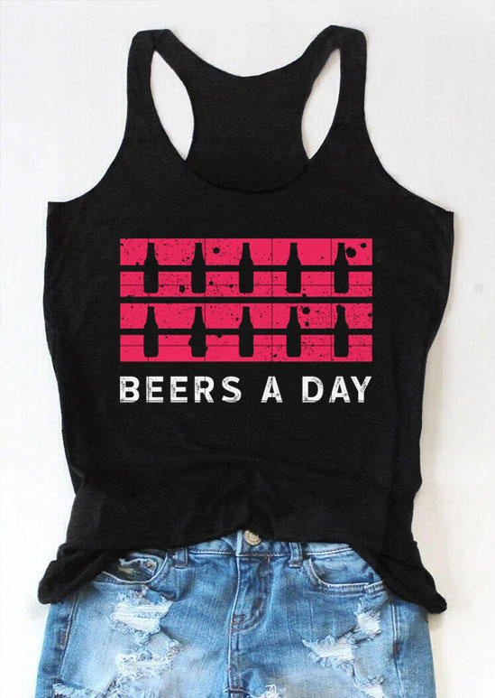 

Tank Tops Beers A Day Bottles Racerback Tank Top in Black. Size: ,M,L,XL