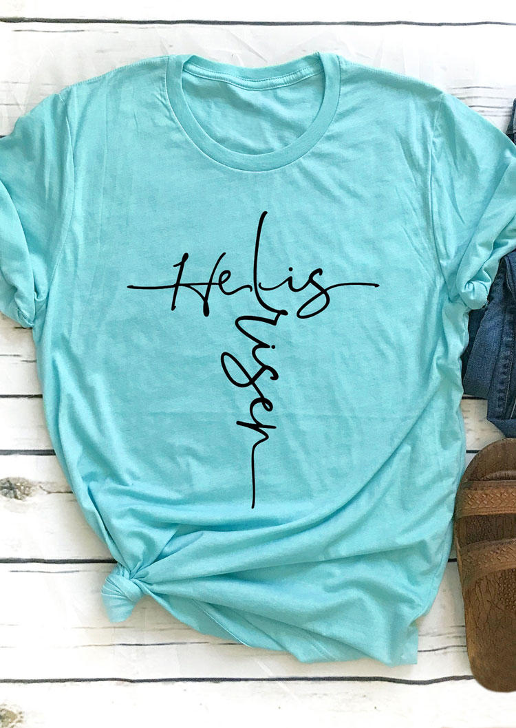 

T-shirts Tees He Is Risen T-Shirt Tee in Cyan. Size: ,M,L,XL