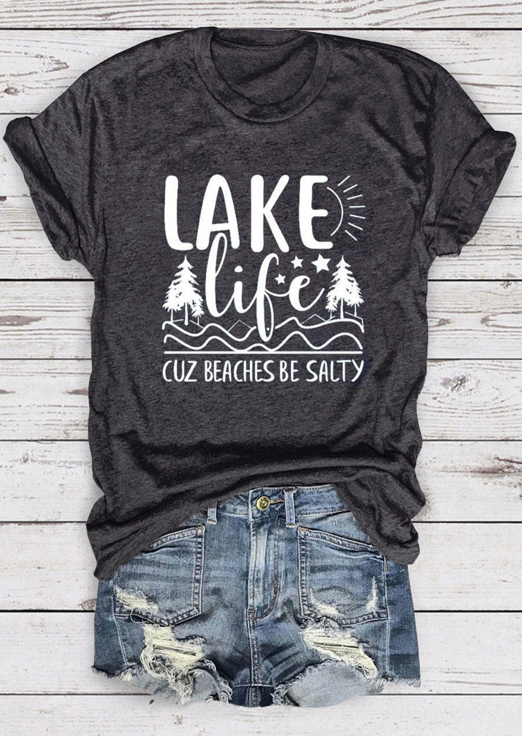 

T-shirts Tees Lake Life Cuz Beaches Be Salty T-Shirt Tee in Dark Grey. Size: ,M,L,XL