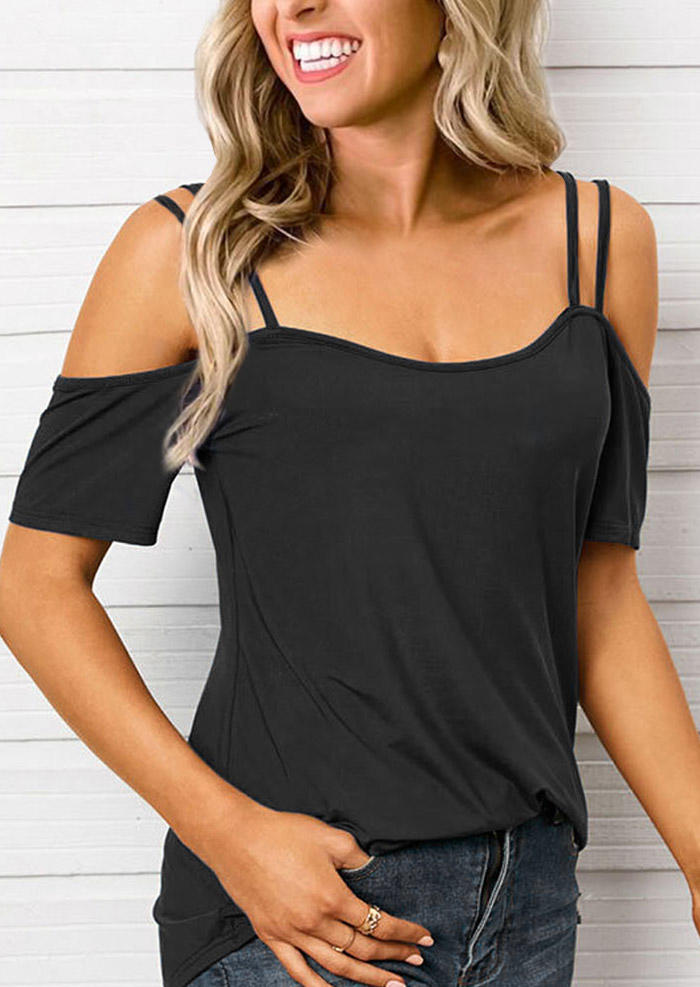 

Blouses Cold Shoulder Short Sleeve Blouse in Black. Size
