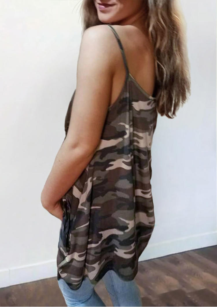 

Tank Tops Camouflage Hollow Out Camisole in Multicolor. Size: L,M,,XL