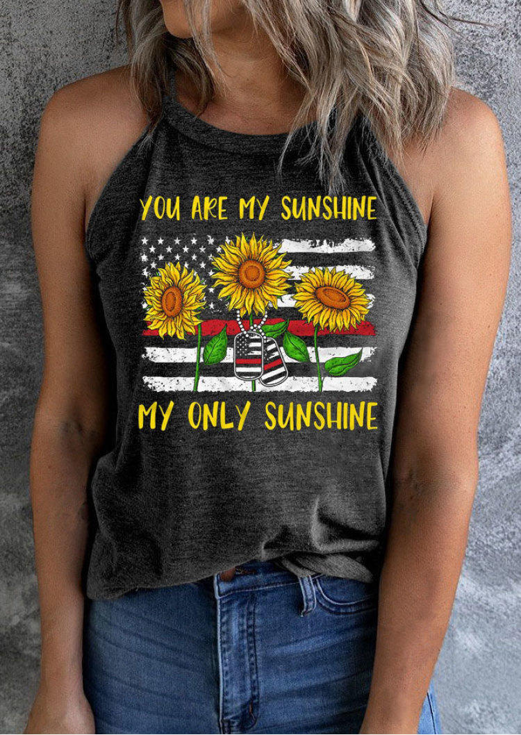 

Tank Tops You Are My Sunshine My Only Sunshine Sunflower American Flag Camisole in Multicolor. Size