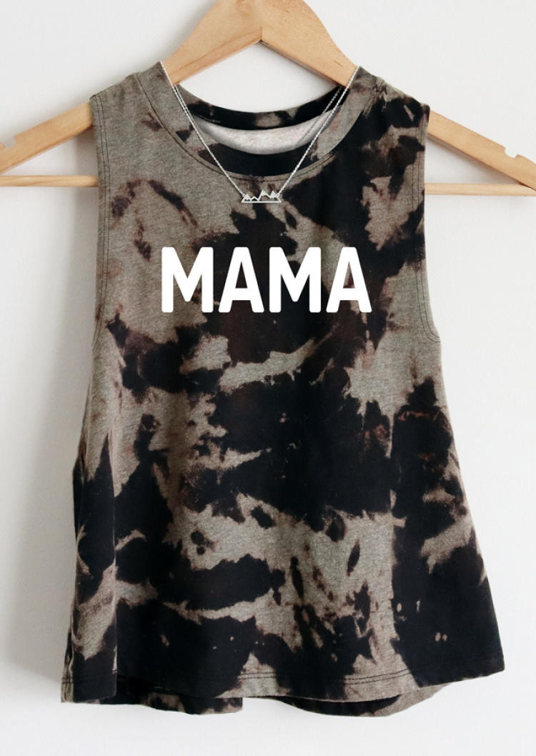 

Tank Tops Mama Tie Dye O-Neck Tank Top in Multicolor. Size: L,M