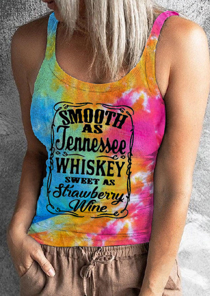Tank Tops Smooth As Tennessee Whiskey Sweet As Strawberry Wine Tie Dye Tank Top in Multicolor. Size: L