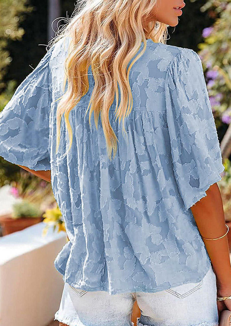 Blouses Ruffled Flare Sleeve Blouse - Light Blue in Blue. Size: S