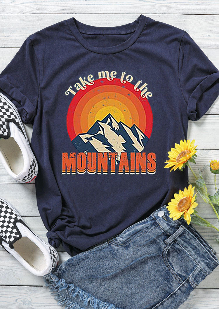 T-shirts Tees Take Me To The Mountains T-Shirt Tee in Navy Blue. Size: S,M,L,XL