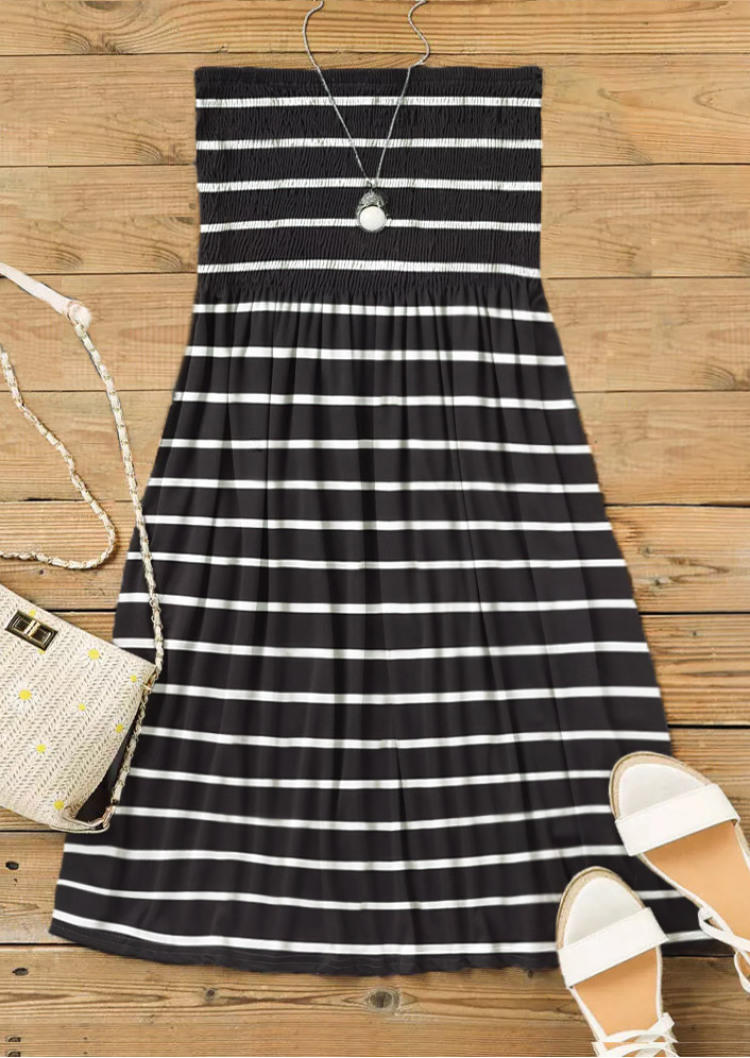 Striped Strapless Bandeau Mini Dress