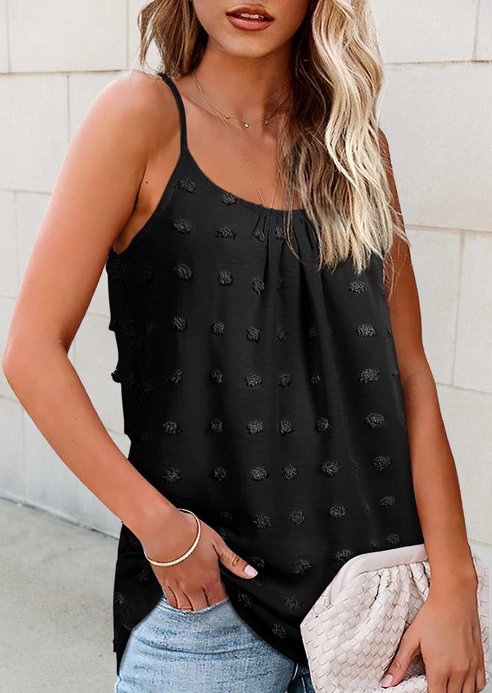 Tank Tops Dotted Swiss Casual Camisole in Black. Size: S
