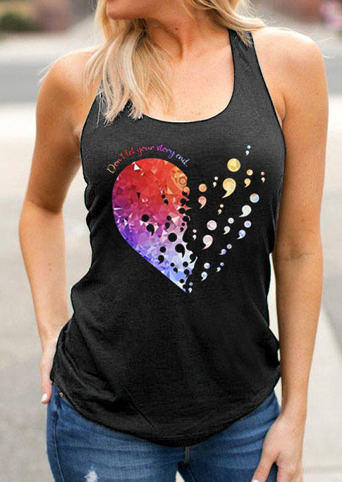 

Tank Tops Don't Let Your Story End Heart Racerback Tank Top in Dark Grey. Size
