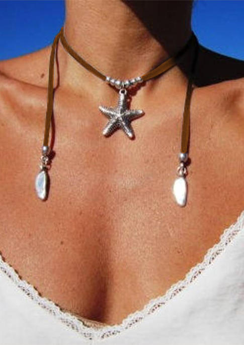 Necklaces Starfish Beading Alloy Necklace in Black,Brown. Size: One Size