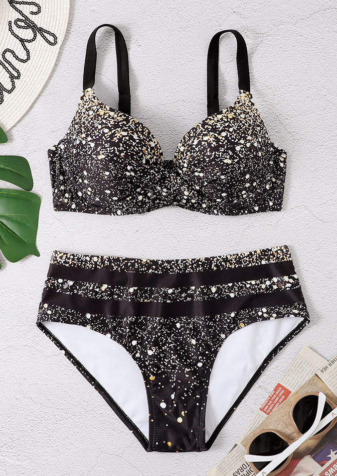 

Bikini Sets Starry Sky Adjustable Strap Bikini Set in Black. Size