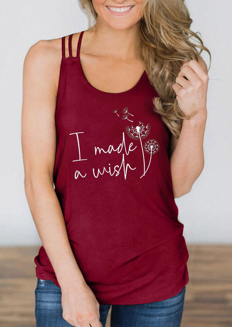 Tank Tops I Made A Wish Dandelion Hollow Out Tank Top in Burgundy. Size: L