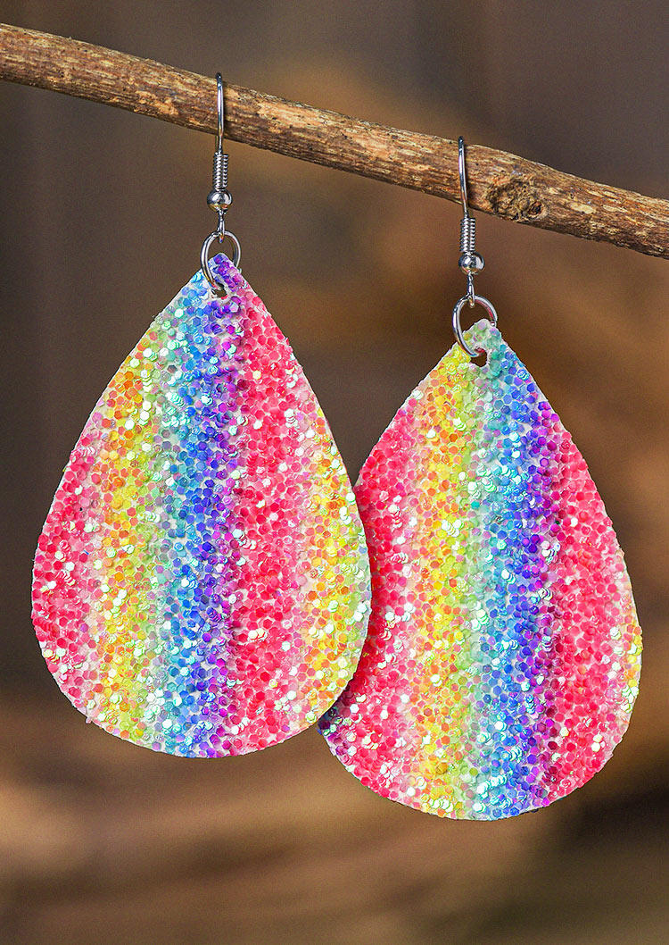 Earrings Sequined Gradient Water Drop Earrings in Multicolor. Size: One Size