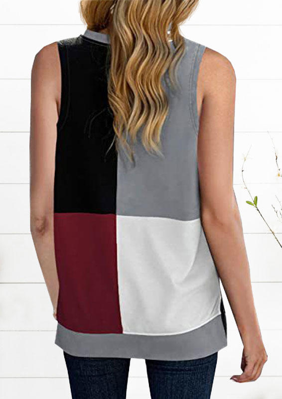

Tank Tops Color Block Casual Tank Top in Multicolor. Size