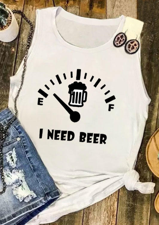 

Tank Tops I Need Beer Casual Tank Top in White. Size: ,M