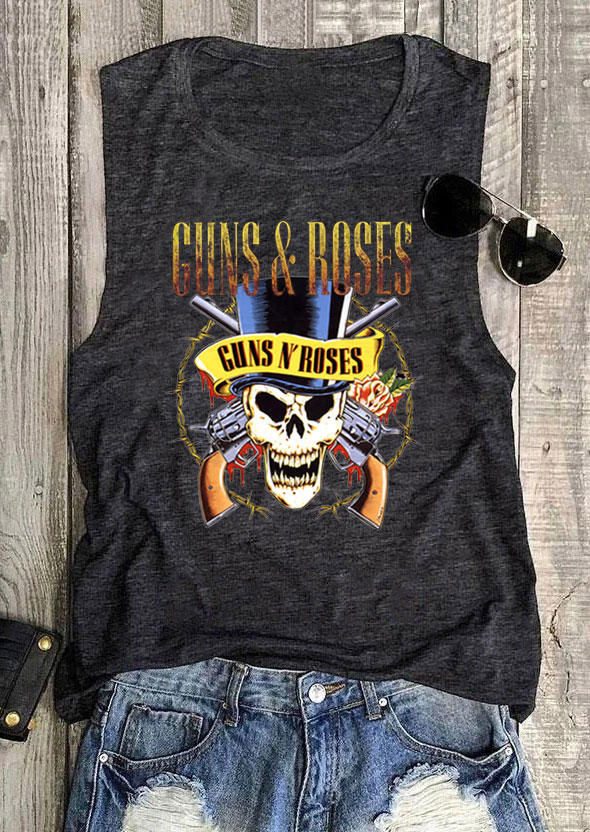 Tank Tops Guns N' Roses Skeleton Tank Top in Dark Grey. Size: L,XL
