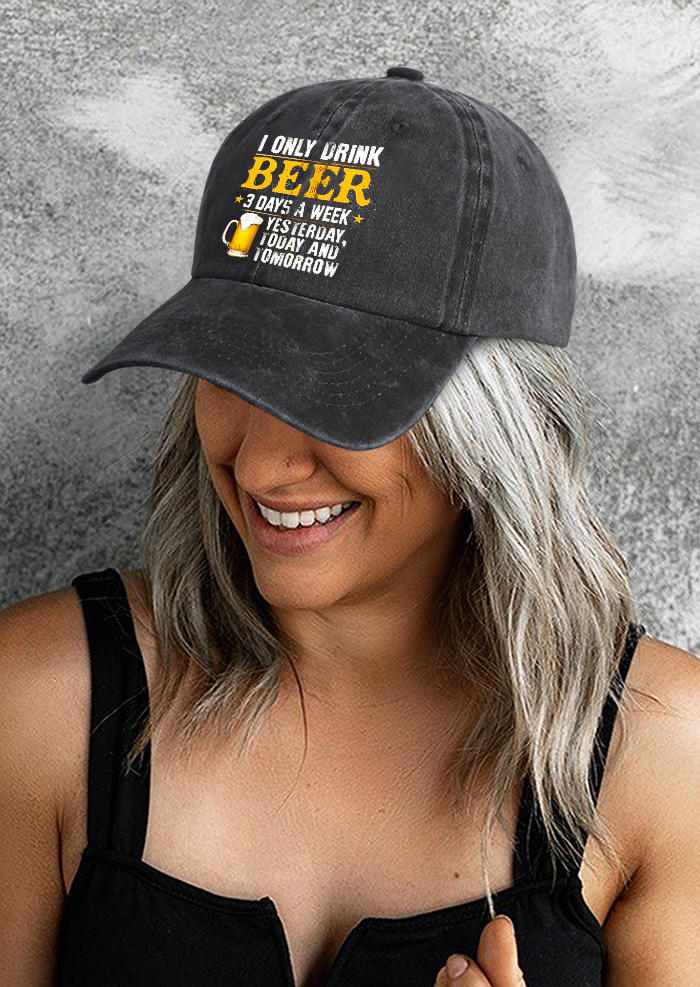 

Hats I Only Drink Beer 3 Days A Week Baseball Cap in Light Grey. Size