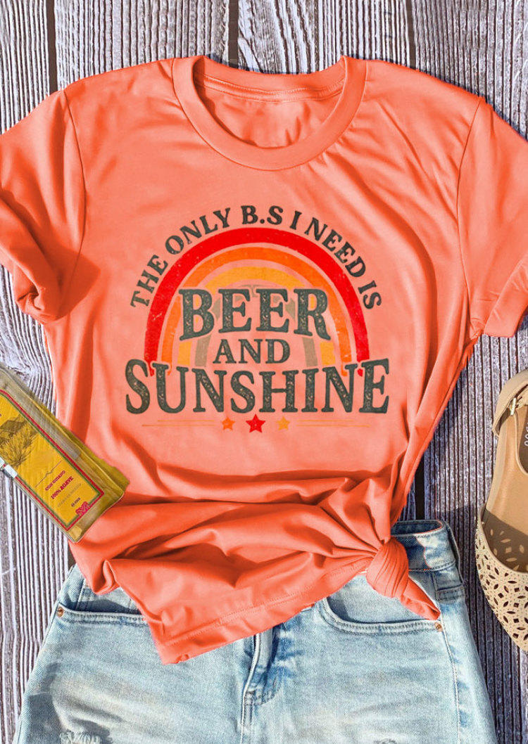 

T-shirts Tees Beer And Sunshine Rainbow T-Shirt Tee in Orange. Size