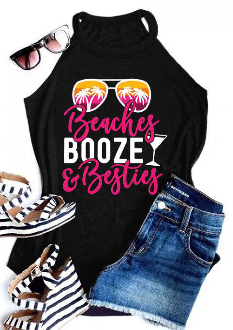 

Tank Tops Beaches Booze & Besties Coconut Tree Glass Camisole in Black. Size: ,M,L,XL