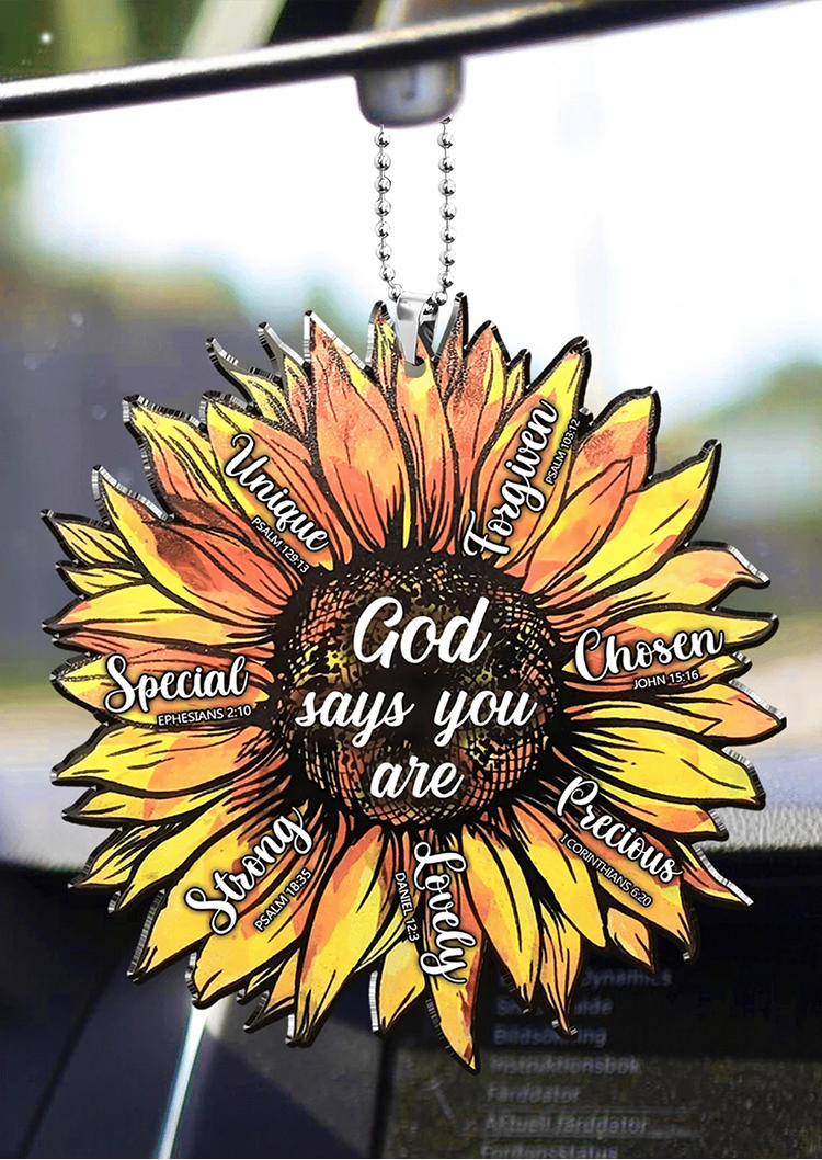 

Sunflower God Says You Are Special Hanging Decoration Ornament in Yellow. Size