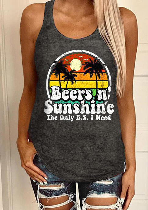 The Only BS I Need Is Beers And Sunshine Racerback Tank - Dark Grey