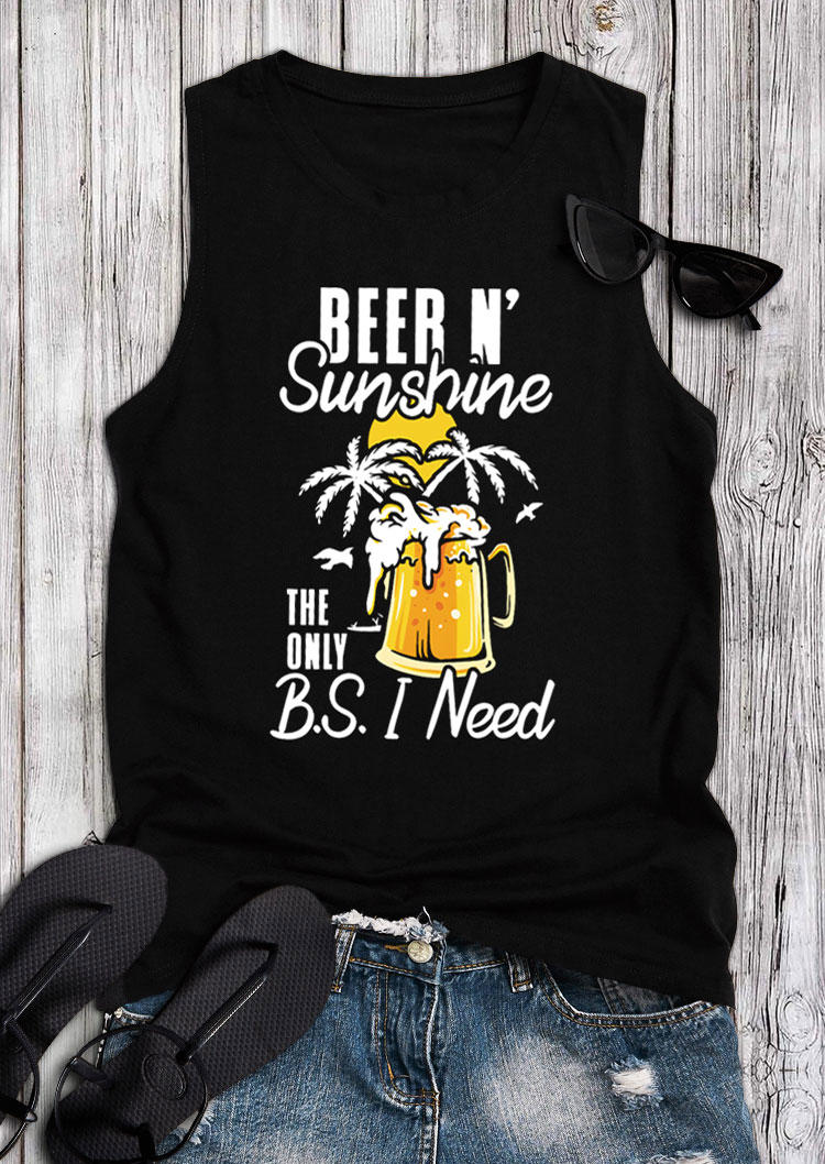 Beer N' Sunshine The Only B.S I Need Tank - Black